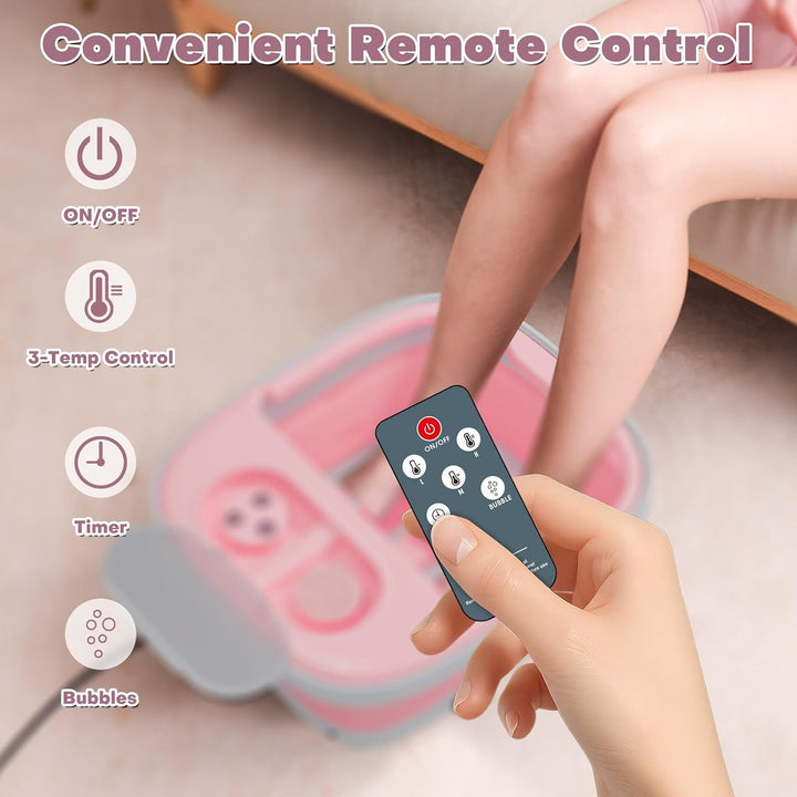 Aqvesane Masajeador de baño plegable para pies con calor, control r...