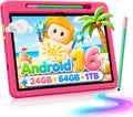 Android 16 Kids Tablet HD de 10 pulgadas con lápiz capacitivo y funda, 24