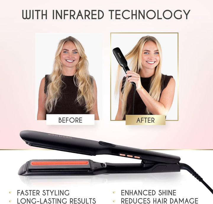 ELLA BELLA® Plancha plana de titanio para alisar el cabello (con in...