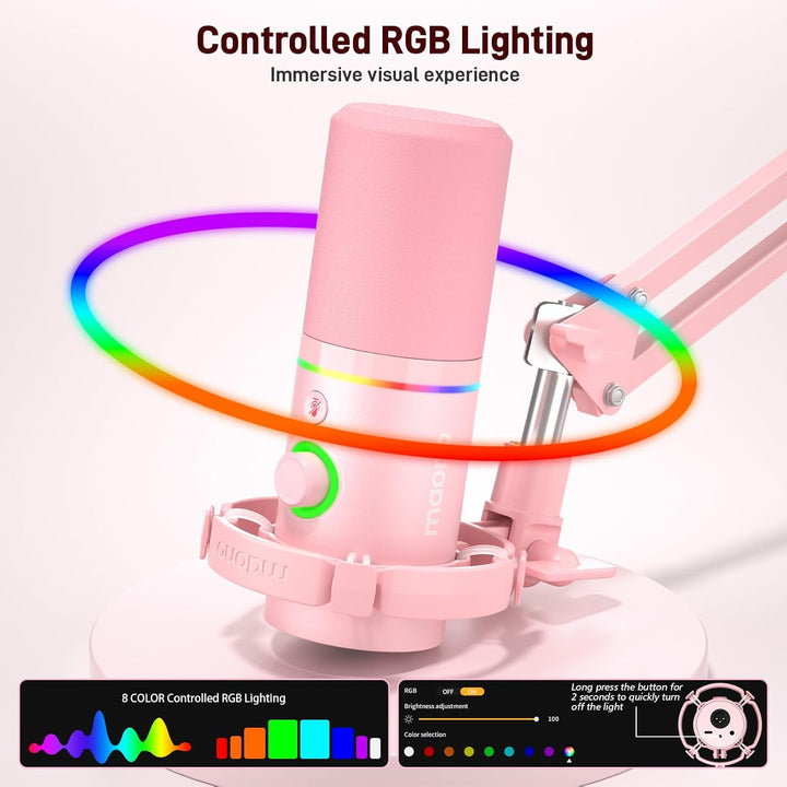 MAONO Kit de micrófono dinámico XLR\/USB, micrófono RGB para juegos...