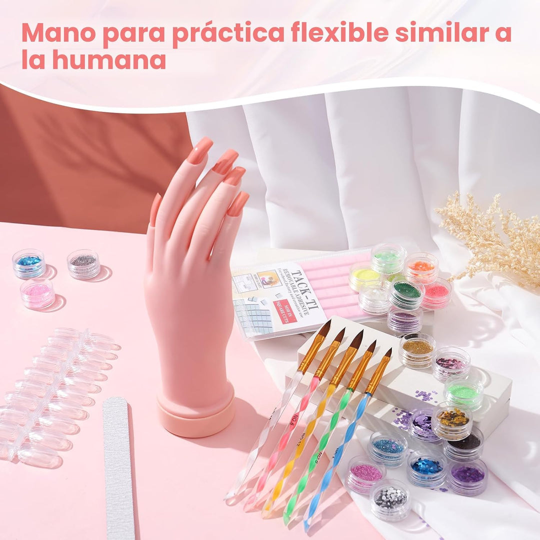 Kit de uñas para principiantes con todo: juego profesional de polvo...