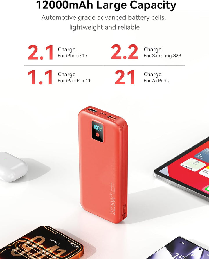 Cargador portátil, cargador de batería de carga rápida de 12000 mAh...