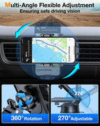 Soporte de teléfono celular para automóvil, [potente ventosa], soporte de teléfono de automóvil para salpicadero, parabrisas, ventilación de aire, brazo largo, soporte para teléfono celular, soporte para automóvil, funda gruesa compatible con teléfonos