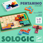 DJECO SoLogic Pentanimo, juego de lógica de madera para niños, rompecabezas