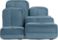Cubos de embalaje de compresión para viajes, juego de 4 cubos de embalaje ligeros para maletas y mochilas, organizador que ahorra espacio para ropa, Gris Azul 6, Paquete de 6