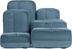 Cubos de embalaje de compresión para viajes, juego de 4 cubos de embalaje ligeros para maletas y mochilas, organizador que ahorra espacio para ropa, Gris Azul 6, Paquete de 6