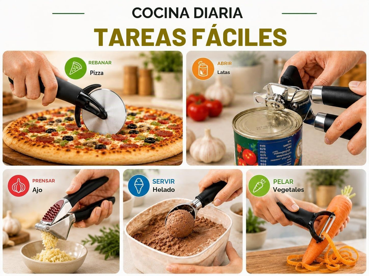 Juego de herramientas de cocina de 5 piezas, accesorios de cocina de acero