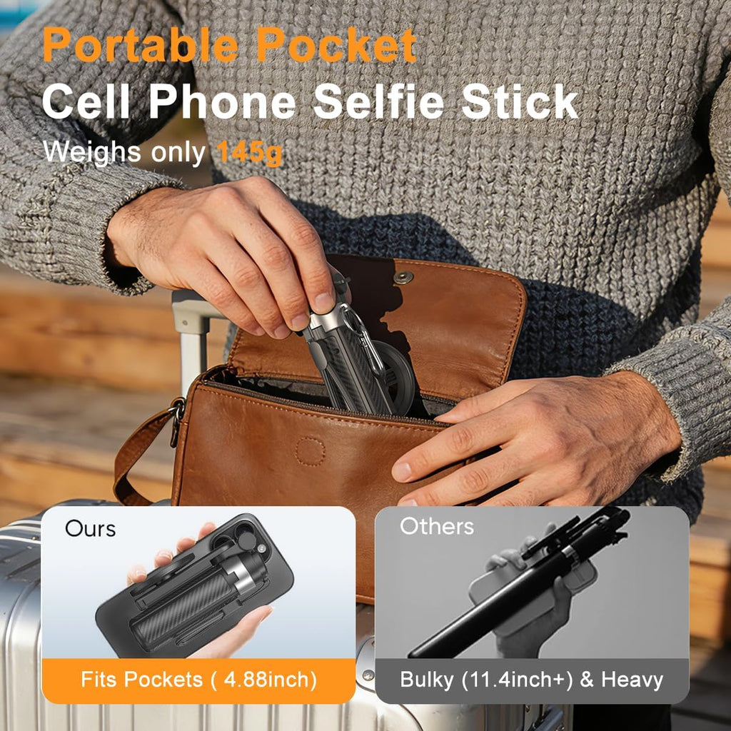 Palo selfie magnético 5 en 1 mejorado con control remoto para teléfono celular con rotación de 360°. Se puede transformar en mini trípode/agarre de cámara/estabilizador de mano / soporte para teléfono