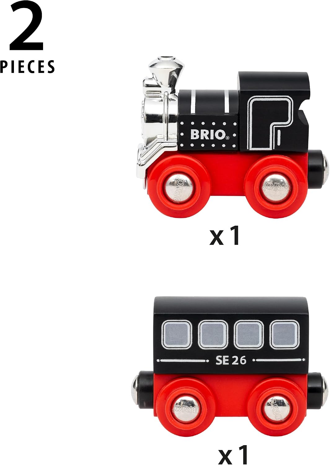 BRIO World Special Edition Train 2026 - Tren de vapor de madera de edición limitada de 2 piezas, diseño coleccionable, funciona con todos los juegos de ferrocarriles del mundo, niños a partir de 3