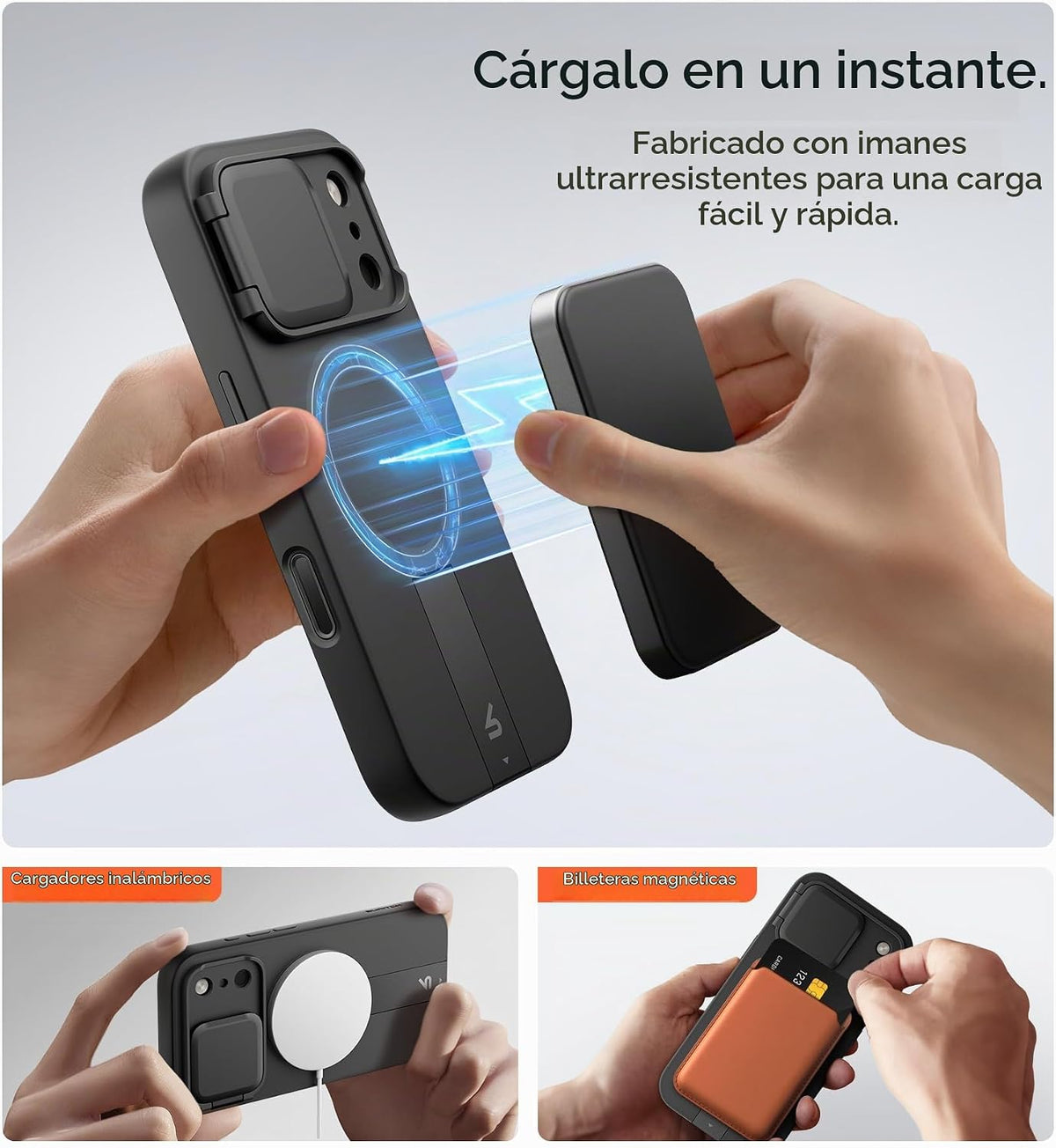 SURITCH para iPhone 18 Pro Funda para MagSafe, Cobertura de Cámara, Negra