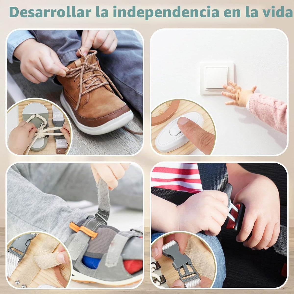 Joyreal Tablero de madera para niños pequeños, juguetes Montessori para niños de 1, 2, 3 años, tablero de actividades sensoriales con caja de música y 12 actividades de habilidades motoras, juguetes