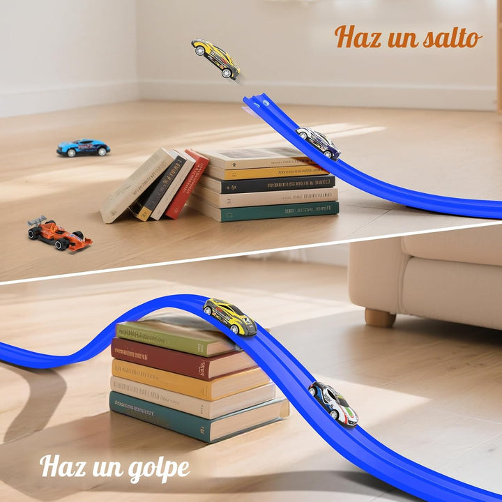 KETIEE Flex Tracks de 16 pies para niños: pista de rampa de carrera...