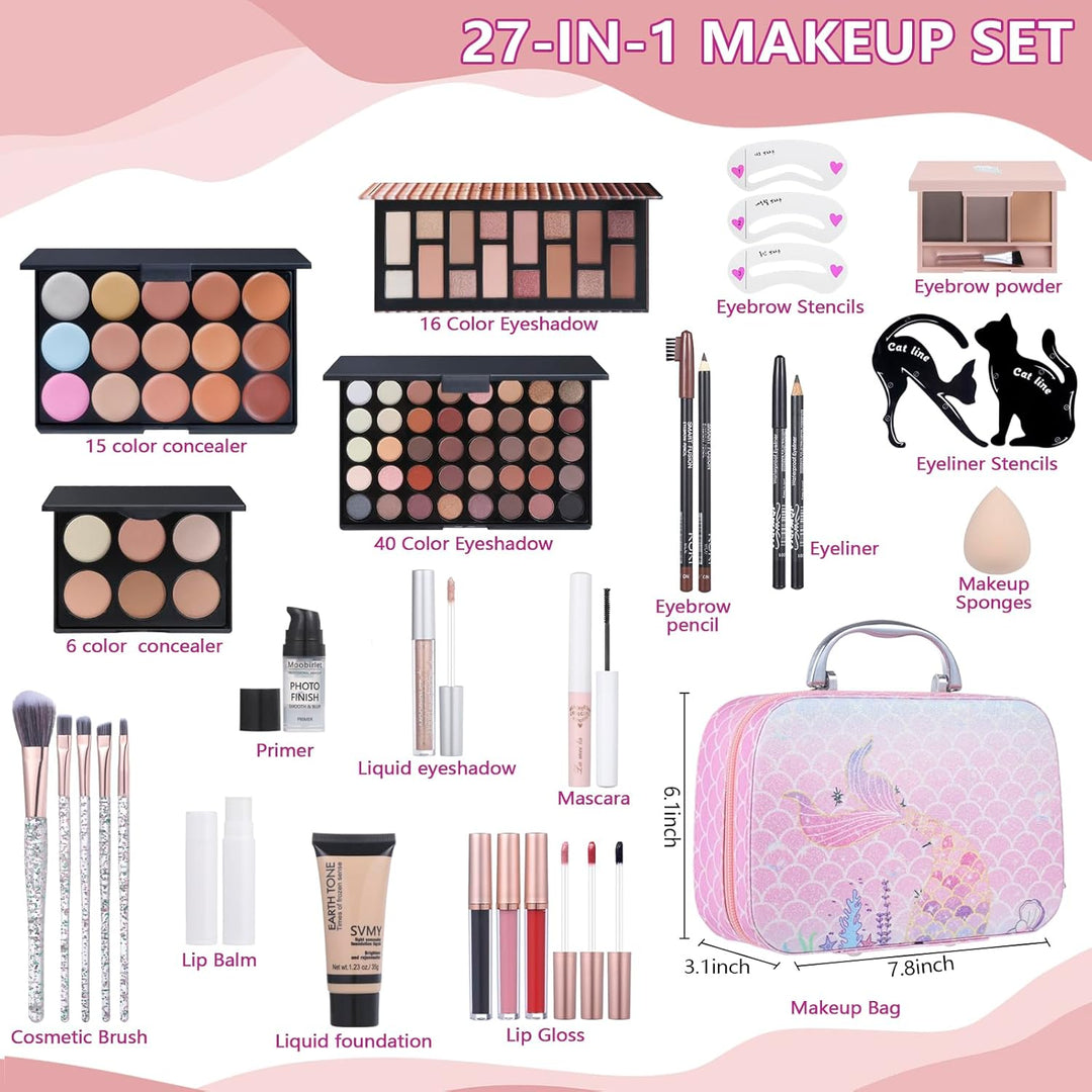 Kit de maquillaje de viaje, juego de maquillaje para niñas adolesce...