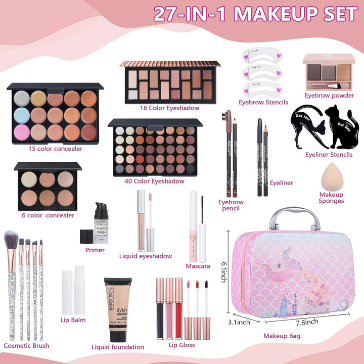 Kit de maquillaje de viaje, juego de maquillaje para niñas adolesce...