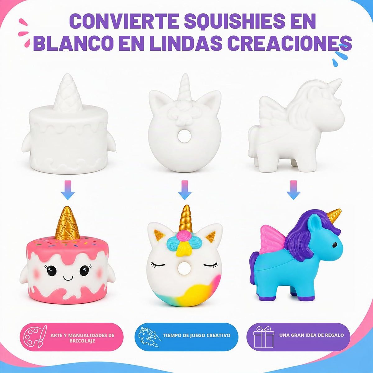 Jim&Gloria Pinta tus propios juguetes esponjosos, regalos jumbo para niñas y niños 8 9 10 11 12 13 14, artes y manualidades para niños, regalos de fiesta para cumpleaños, regalo de Navidad para niños