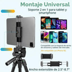 Aureday - Soporte para trípode de teléfono, trípode extensible de 64" para celular y cámara con control remoto inalámbrico y soporte para teléfono, trípode de aluminio para iPad para grabación de