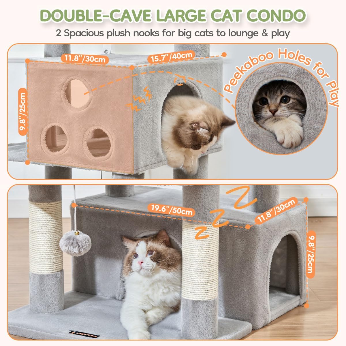 Taoqimiao Árbol para gatos de 79 pulgadas, torre grande alta para gatos