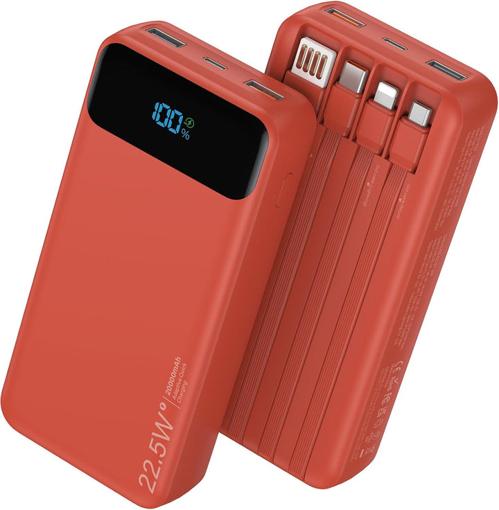 Nusyddy Cargador portátil de 20000 mAh integrado con 4 cables, bate...