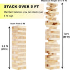 Torre gigante de madera, 60 piezas, juego familiar de patio de hasta 5 pies