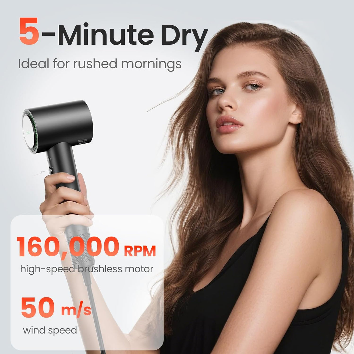 Secador de pelo, 160,000 rpm, secador iónico de alta velocidad para...