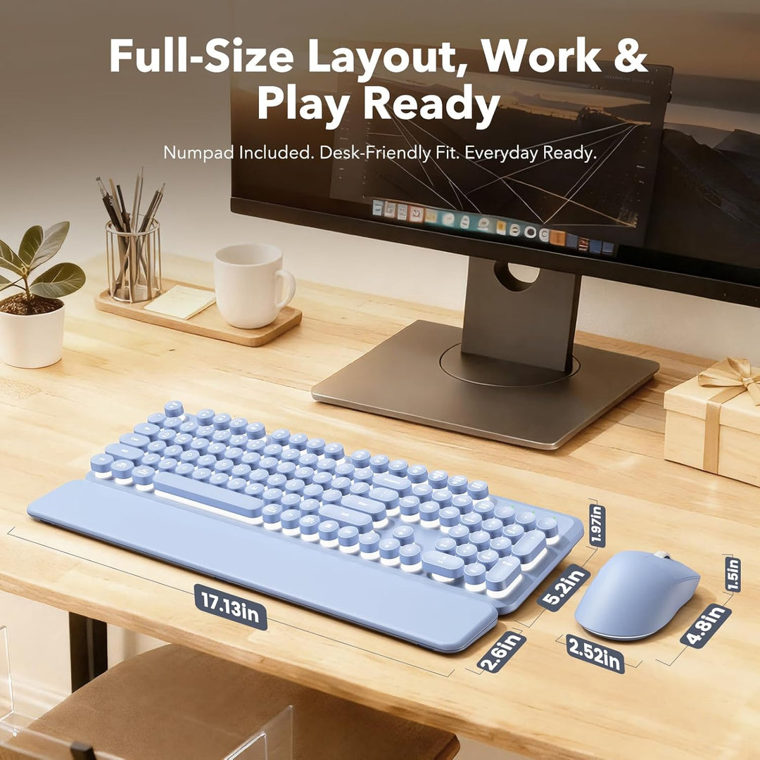Combo de teclado y mouse inalámbricos, teclas redondas retroilumina...