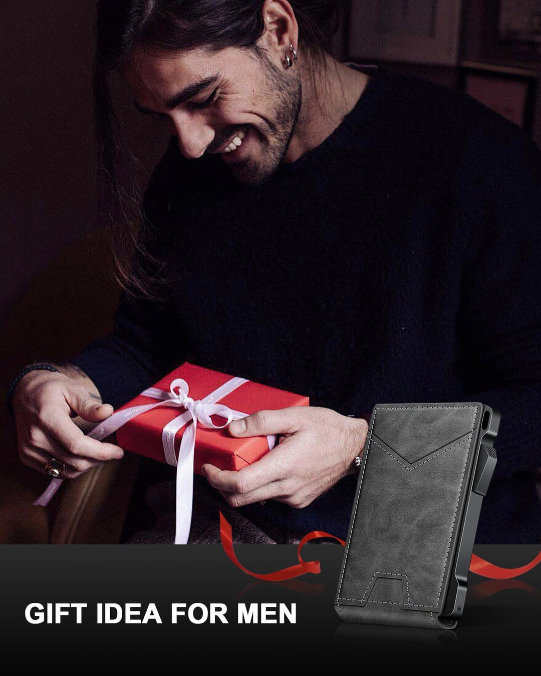 Cartera para hombre con RFID con 2 ventanas para identificación y c...