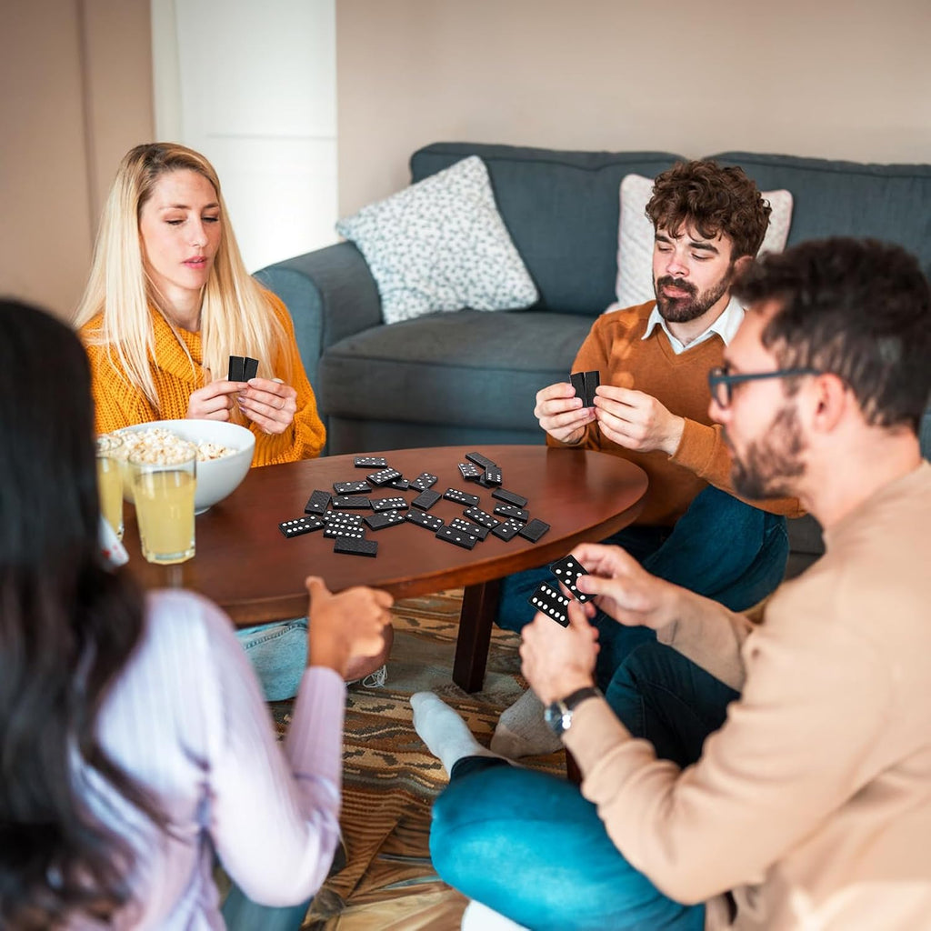 Noamus Juego de 30 mini dominó de madera, juego de dominó doble de 6 con estuche de madera e instrucciones (idioma español no garantizado), regalo de fiesta de dominó a granel, juego de caja de viaje de dominó de 28 azulejos, actividad de mesa clásica en