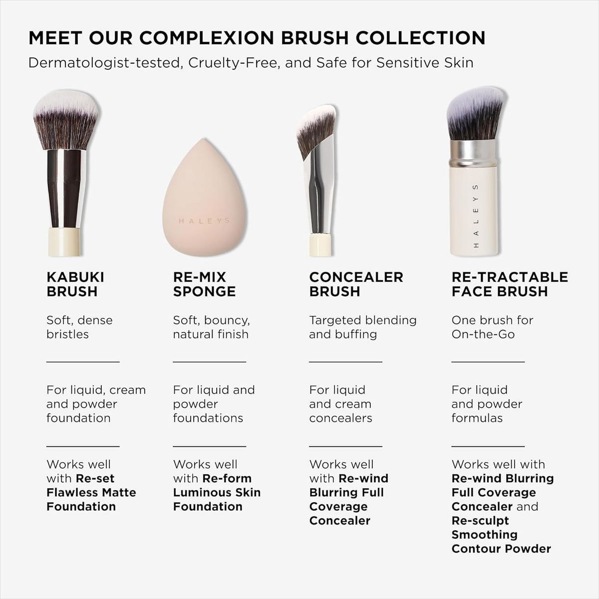 HALEYS Brocha de maquillaje kabuki \u2013 Brocha de base vegana par...