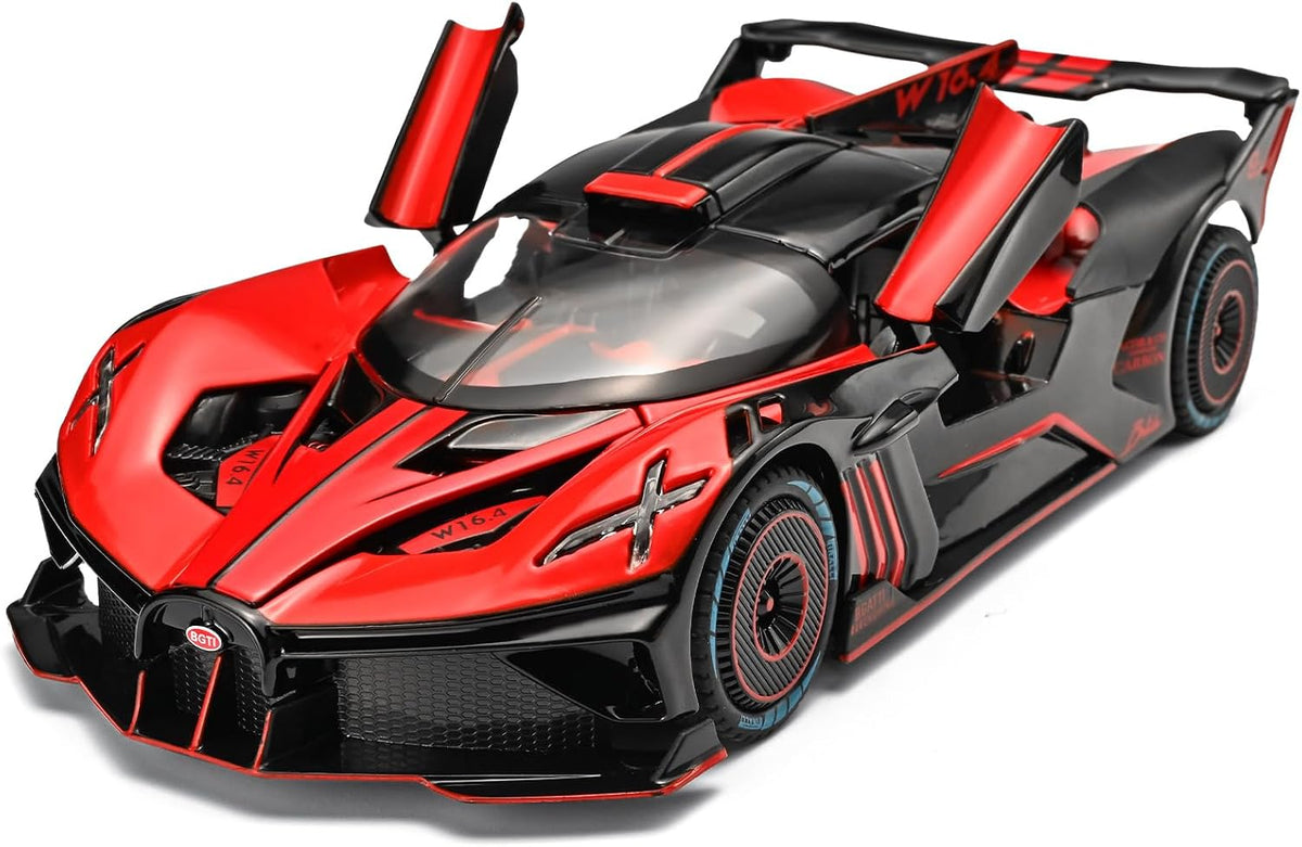 1/24 Coches de juguete fundidos a presión con spray compatibles con Bugatti Bolide