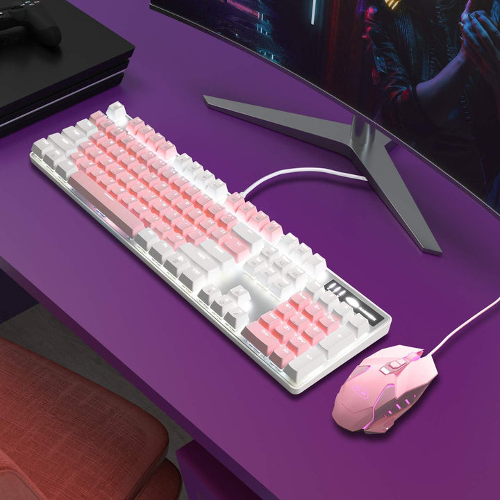 MageGee Teclado mecánico para juegos, nuevo teclado mejorado con in...