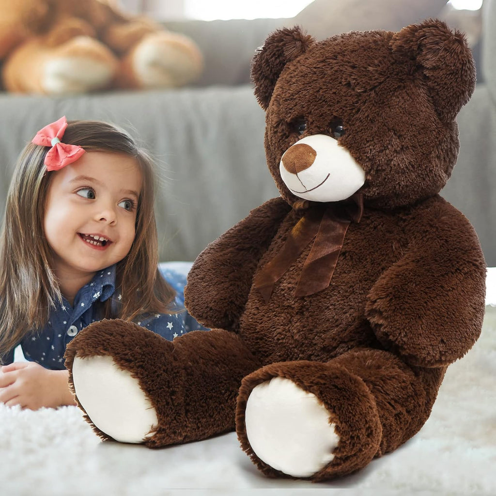 MorisMos Oso de peluche gigante de 3 a 36 pulgadas, oso de peluche grande marrón para novia y San Valentín, peluche grande para decoración de cumpleaños, Navidad, baby shower, marrón oscuro