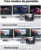 ORICO Estación de acoplamiento para monitor triple USB-C con 3 puertos HDMI, base USB C 15 en 1 para MacBook Pro M1/M2/Windows, 7 puertos USB, Ethernet, 100 W PD, lector de tarjetas SD/TF, audio de