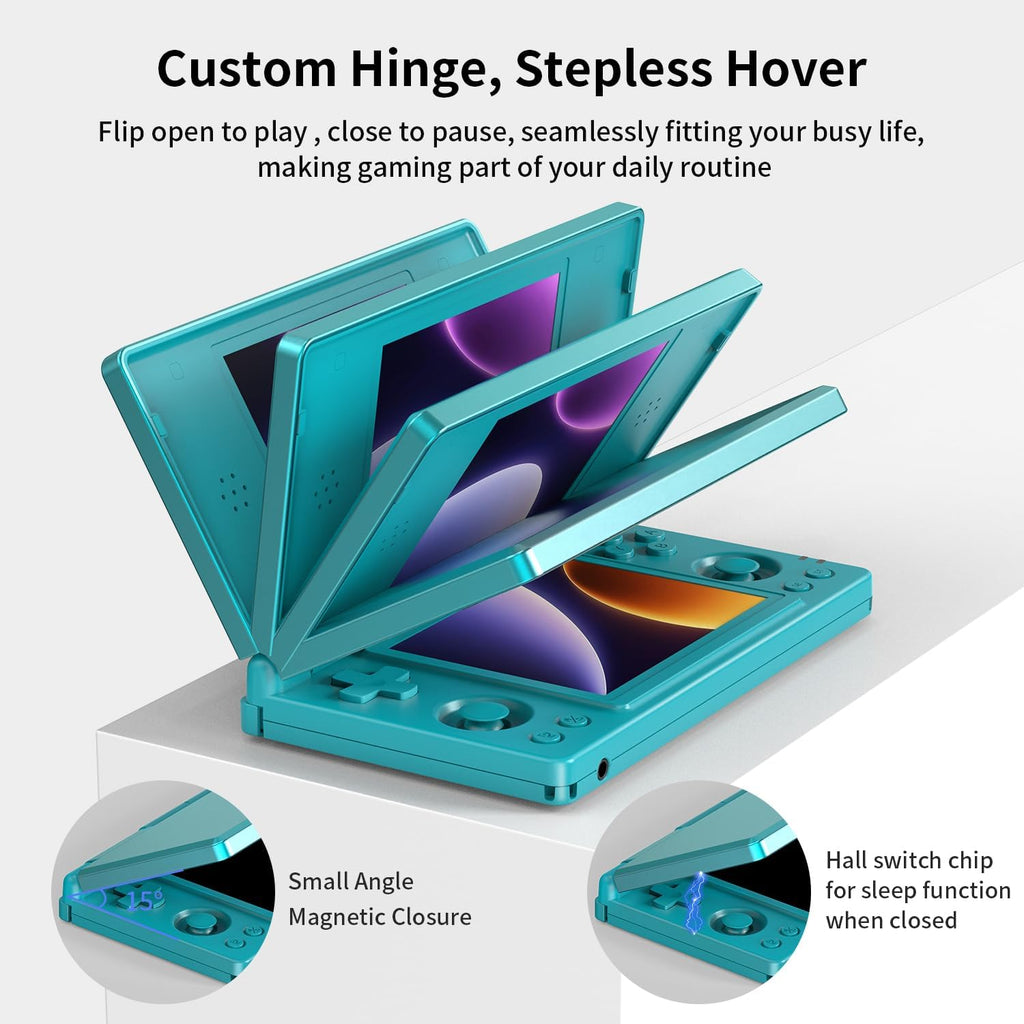 Consola de juego portátil plegable RG DS RK3568 Anbernic Sistema Android 14 Joystick para dos jugadores Superior e Inferior Pantalla dual de 4 pulgadas OCA Pantalla táctil completa 4000mAh 3 + 32GB