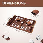 Backgammon Sets - Juegos de mesa clásicos de 11 pulgadas para 2 jugadores adultos, juego de estrategia de backgammon de viaje pequeño con funda de piel sintética de alta calidad, juego de