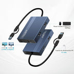 ACASIS Adaptador USB C a HDMI dual DisplayLink, 4K@60Hz, 2 HDMI y 3 puertos USB-A, carga PD de 100W, estación de acoplamiento USB C DisplayLink para Mac M1/M2/M3/Windows, adaptador USB A/C a monitor
