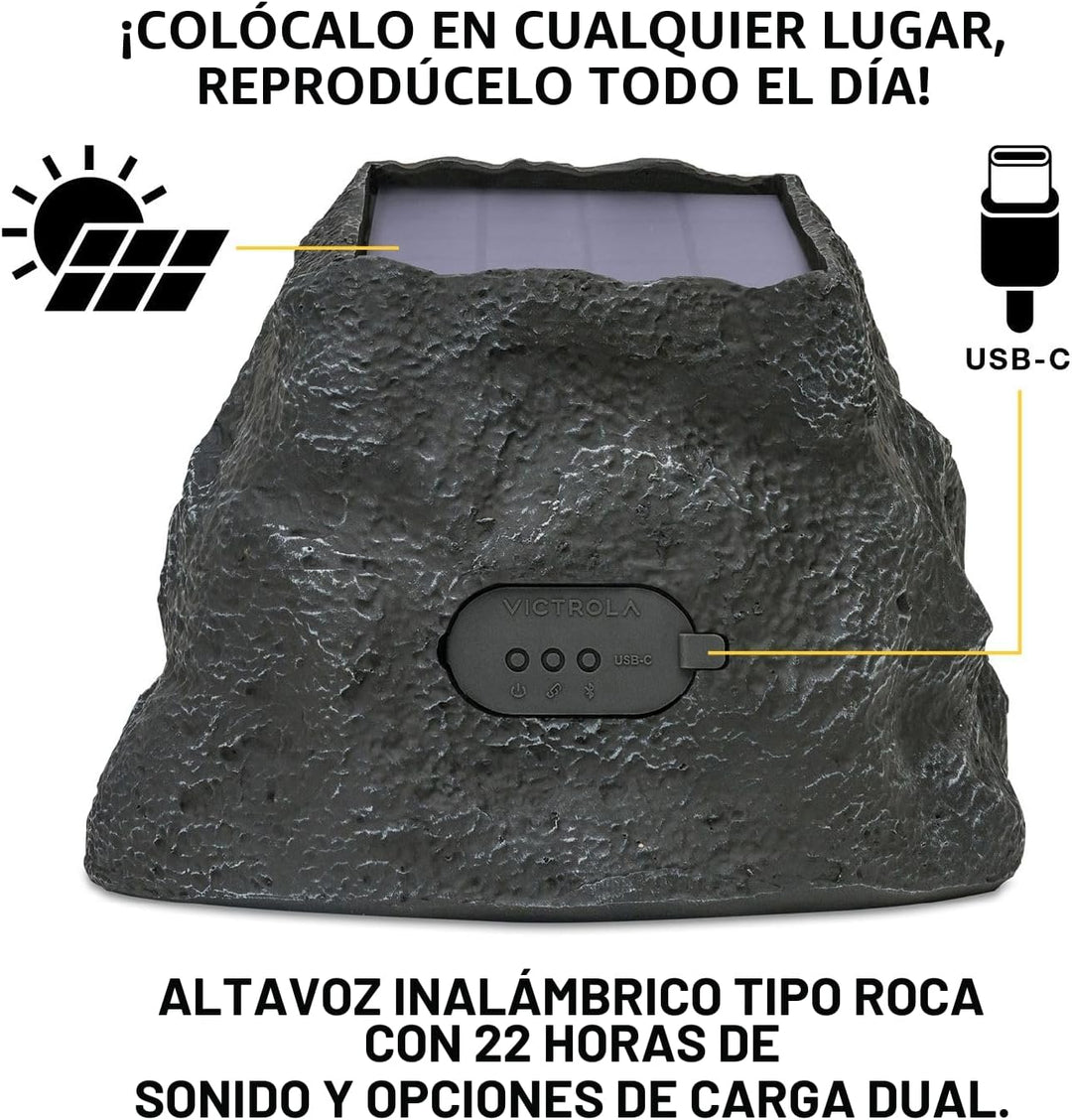 Victrola Altavoz Rock Connect, Piedra, Inalámbrico para Exteriores...