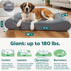 FurHaven Cama ortopédica para perros grandes, colchón de contorno de tumbona de lujo con losa de espuma ortopédica sólida para soporte de articulaciones, funda extraíble lavable, gigante XXXL, gamuza de felpa, gris