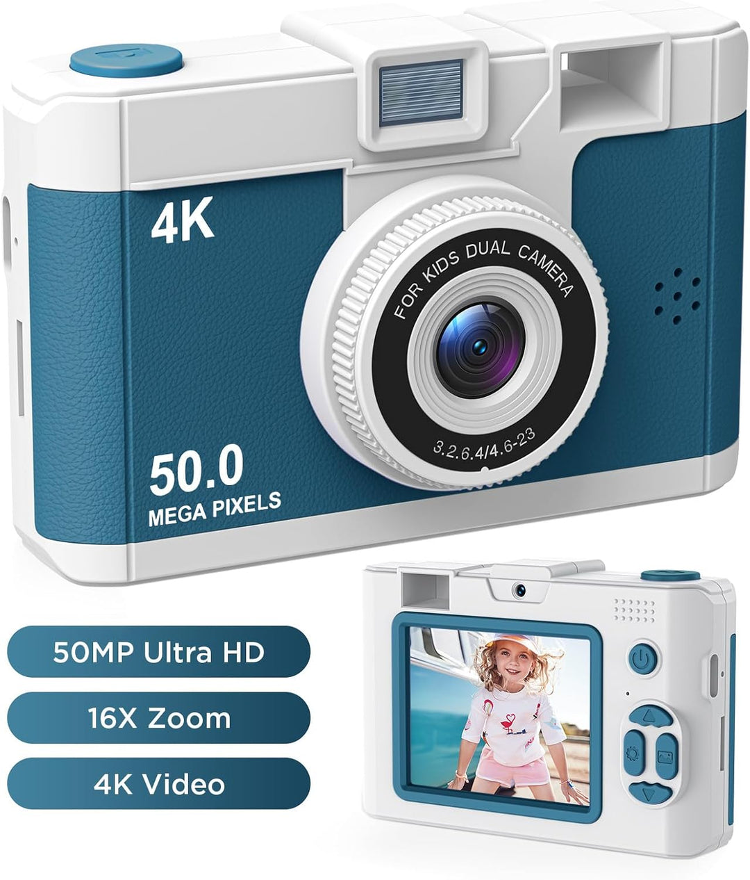 Cámara infantil de 50.0 megapíxeles para niños de 5 a 13 años con W...