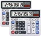 Paquete de 2 calculadoras de escritorio, pantalla grande de 12