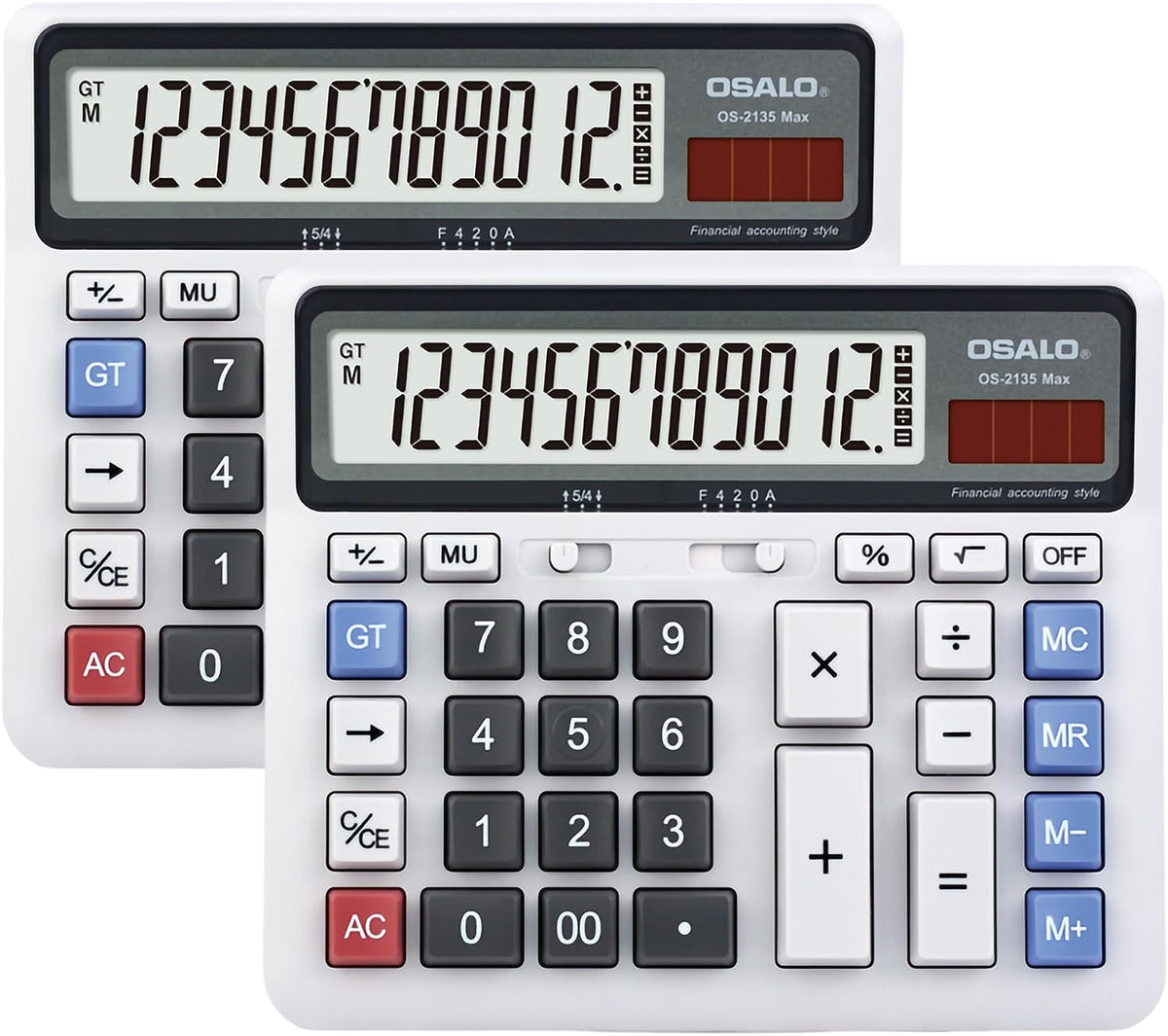 Paquete de 2 calculadoras de escritorio, pantalla grande de 12