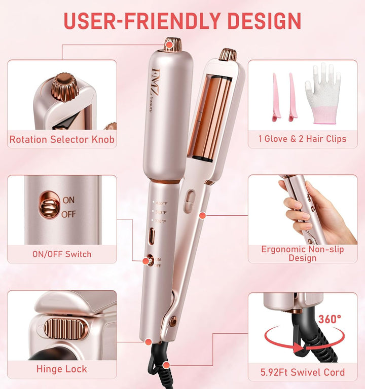 FMZ Plancha plana rosa para mujer, 4 en 1, plancha profesional ióni...