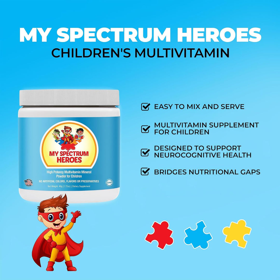 My Spectrum Heroes Multivitamínico en polvo para niños, suplemento...