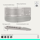 Logitech Wave Keys - Teclado ergonómico inalámbrico con reposamanos...