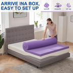 SINWEEK - Cubrecolchón de espuma viscoelástica de gel de 2 pulgadas, suave con ventilación y certificado CertiPUR-US, tamaño individual, color púrpura