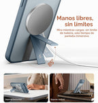 SURITCH Funda para iPhone 15, compatible con MagSafe, soporte integrado y cubierta de cámara y parte trasera translúcida, funda protectora resistente a prueba de golpes de 6.1 pulgadas, azul