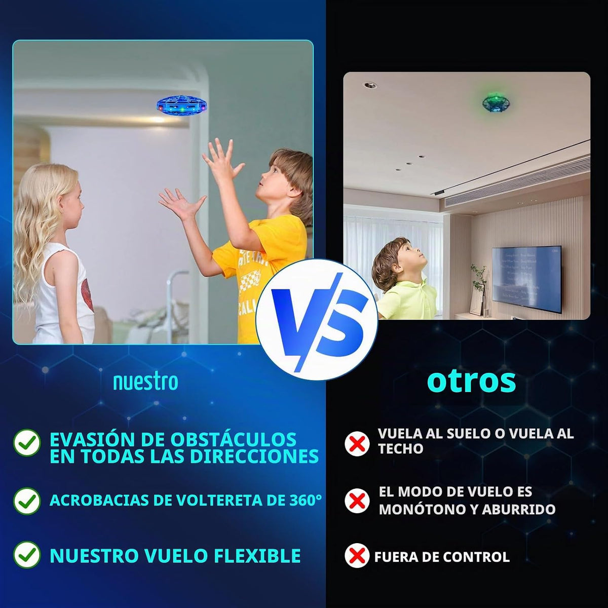 Dron de juguete volador para niños, con sensores de movimiento manos libres de 360°, mini dron con luz LED, fácil de interior pequeño OVNI helicóptero, juguetes de bola voladora, juguetes geniales