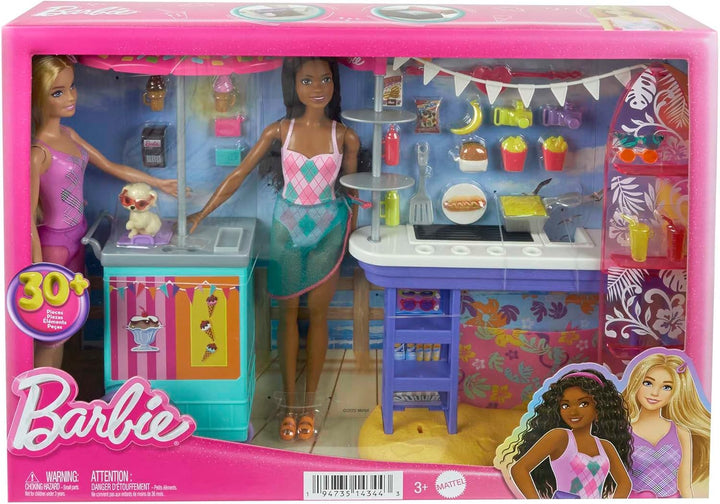 Barbie Juego y 2 muñecas con más de 20 accesorios, juego de paseo m...