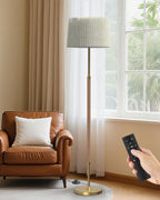 Lámpara Lámpara de pie de madera moderna de mediados de siglo con control