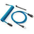Pro Cable USB C en Espiral Personalizado para Teclado de Juegos, Cable de Teclado Mecánico de Doble Funda con Aviador Metálico Desmontable, 1.5M USB-C a USB-A, Color Azul