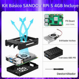 Kit Básico SANOOV para Raspberry Pi 5 4GB RAM con Enfriador Activo,...